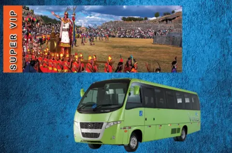 Inti Raymi 2027-Ticket. Orangefarbener Abschnitt + Tourbus